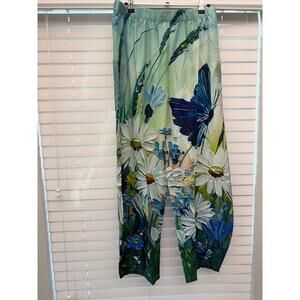 Floral Butterfly Wide Leg Pants XL NWOT